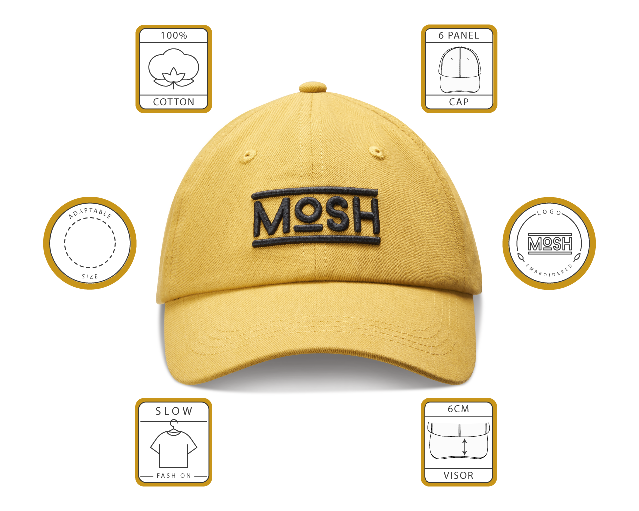Mosh Lola khaki 3D logo embroidery black