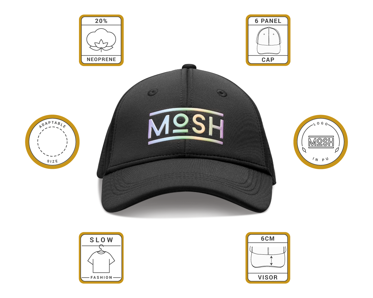 Mosh Lola black neoprene logo PU